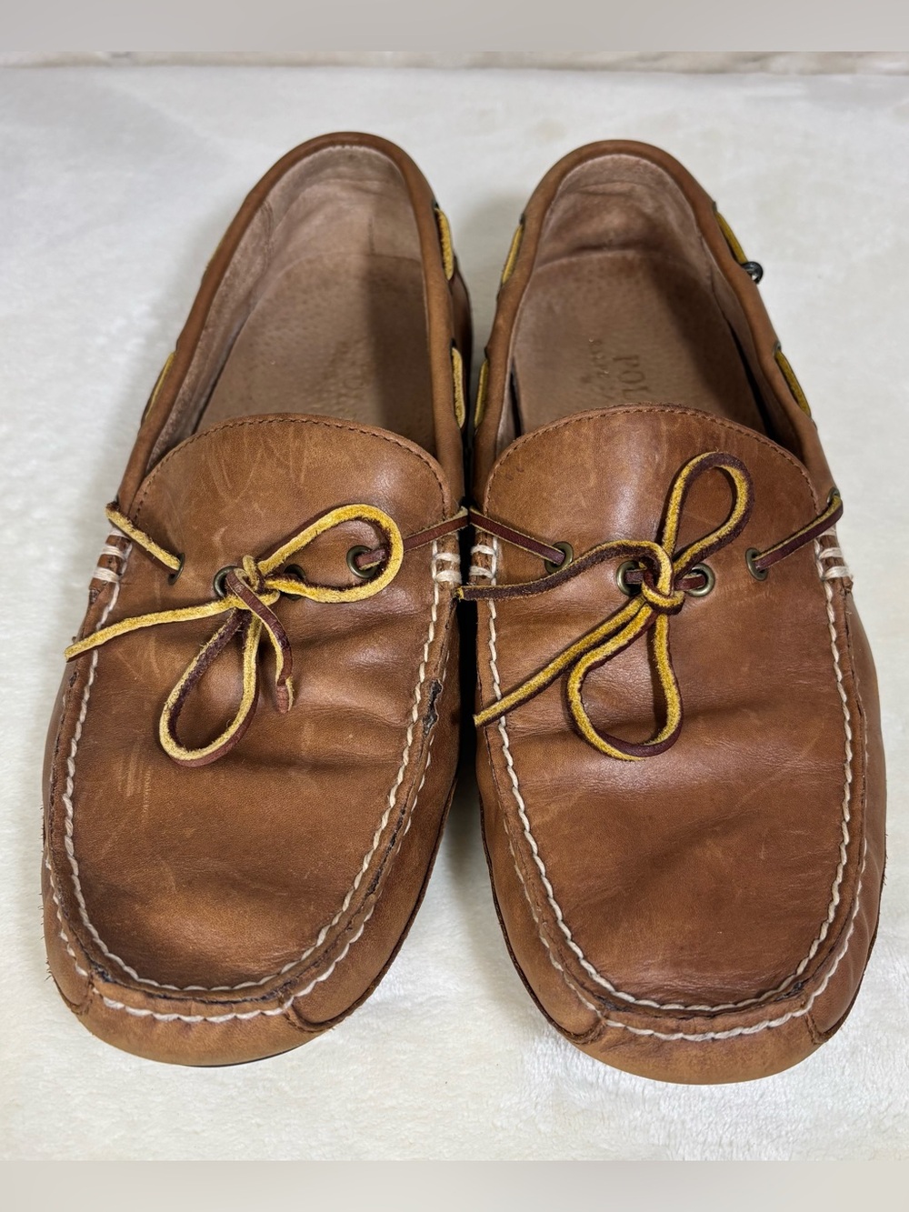 Polo Ralph Lauren Men’s Brown Leather Driving Mocs Loafers Size 10.5